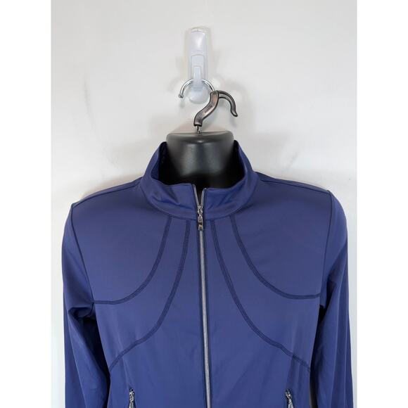 Acegolfs Performance Golf Jacket Blue Size Medium Womens Ruffle Tiered Detail - Picture 7 of 11